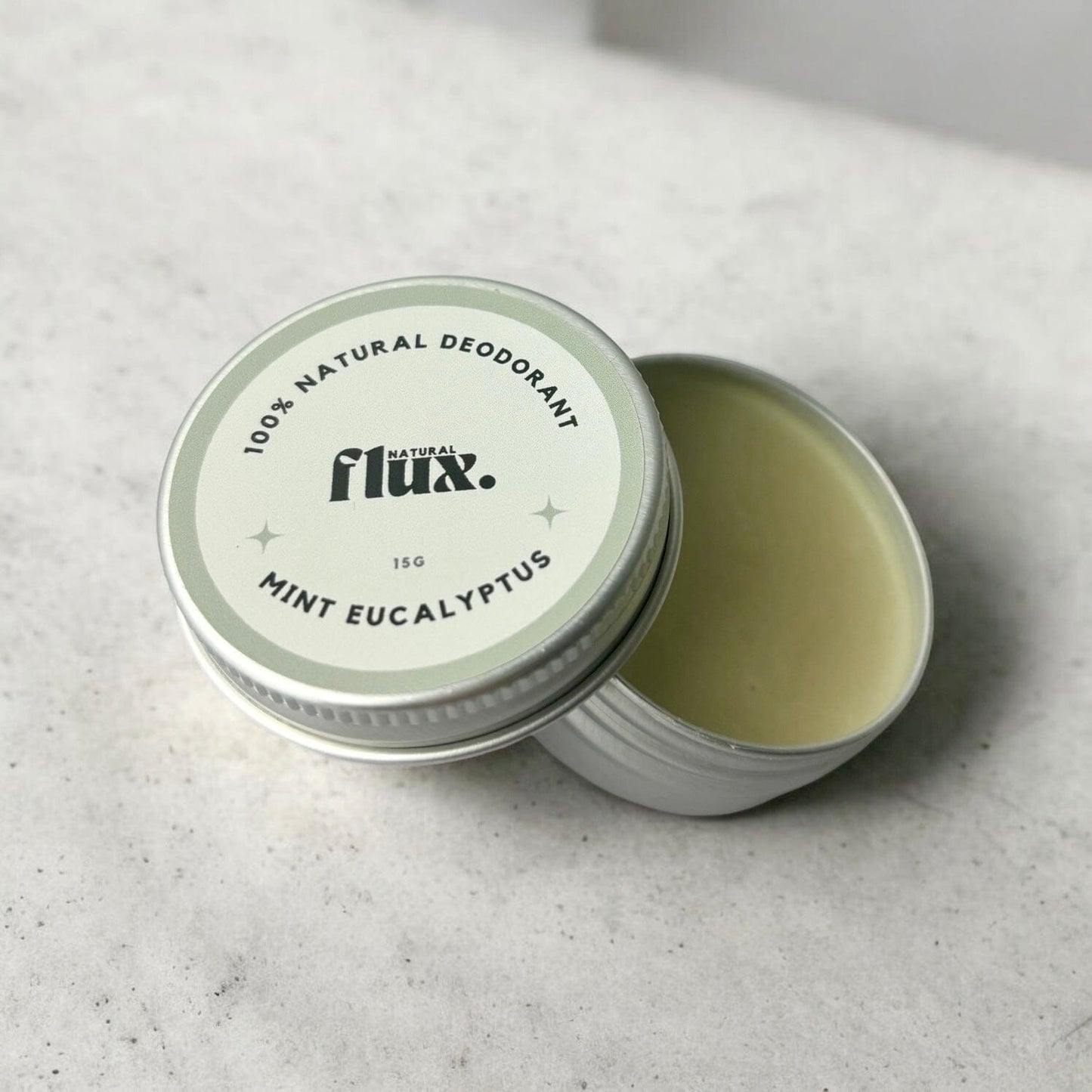 Natural Deodorant Balm - Travel Size 15g Deodorant FluxNatural Mint Eucalyptus 